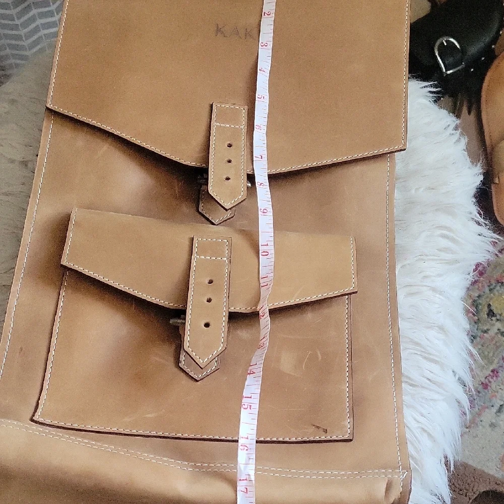 Tan Leather laptop Backpack -